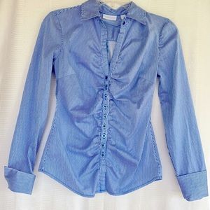New York & Company Ruched Button Down Shirt